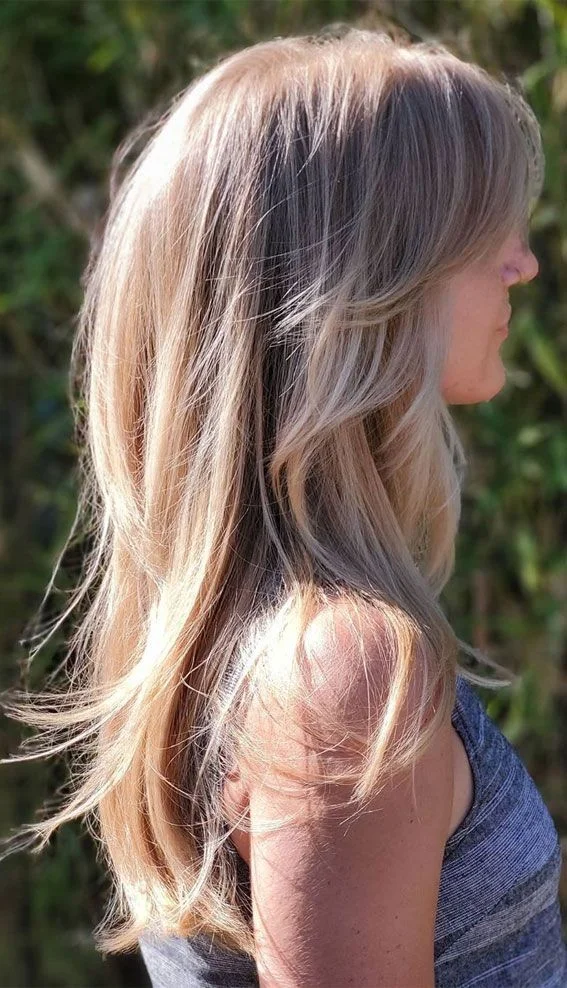 Capas suaves con flequillo cortina largo