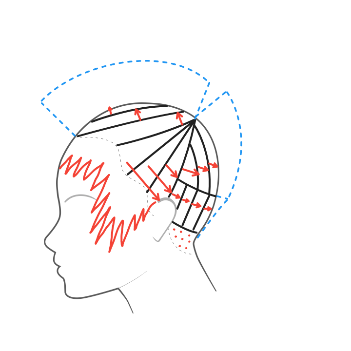 Opción de corte de pelo «pixie» con flequillo corto y cabello alargado en las sienes.